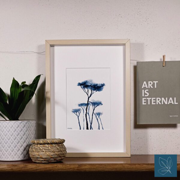 PN-I-blue-decor Pine trees I giclée print