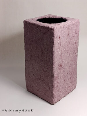 bloomy vase side A pink colored rectangular papier mache vase