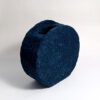 indigo blue papier mache decorative vase with a circular shape