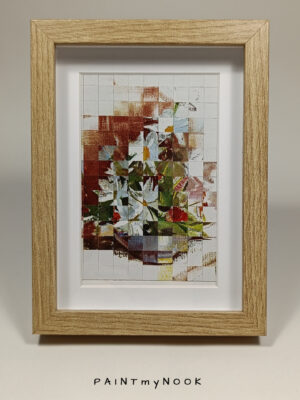 A mini collage featuring a floral pattern, freamed