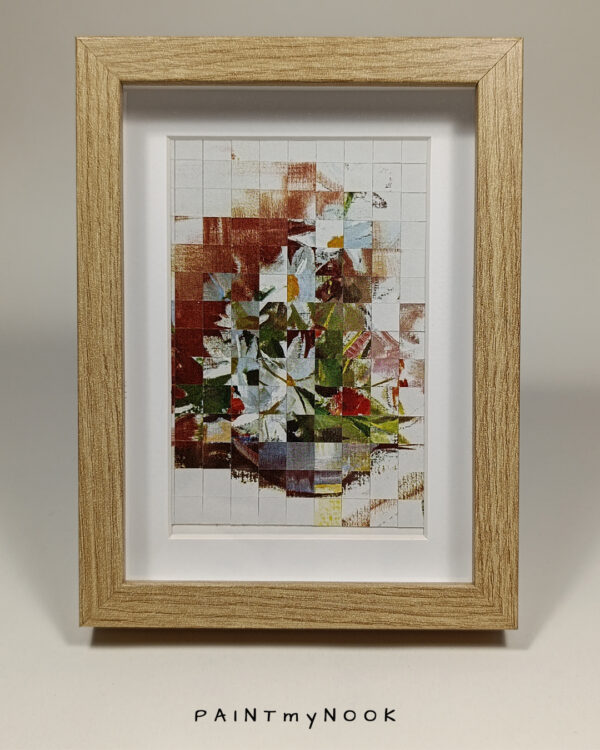 A mini collage featuring a floral pattern, freamed