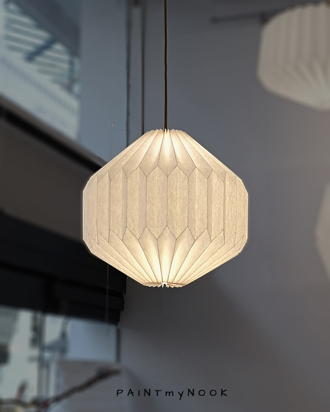 A diamond shaped origami lampshade
