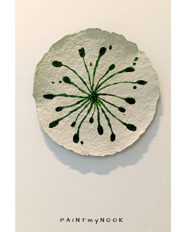 Green Sprouts plate A paper mache decorative plate with green sprouts painted on it