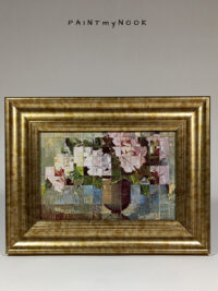 mini collage with floral pattern, framed