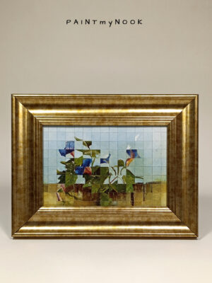 A mini collage featuring floral pattern, framed