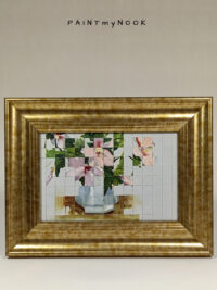 mini collage with floral pattern, framed