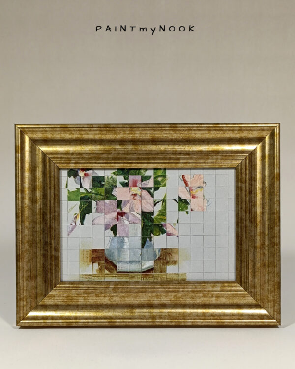mini collage with floral pattern, framed