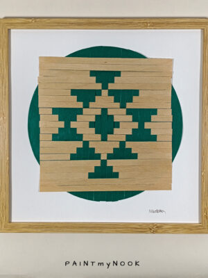 Viridian Geo II Framed wall decor featuring a green colored paperweaving project