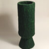 forest stroll vase front A deep green cylindrical papier mache vase with foot