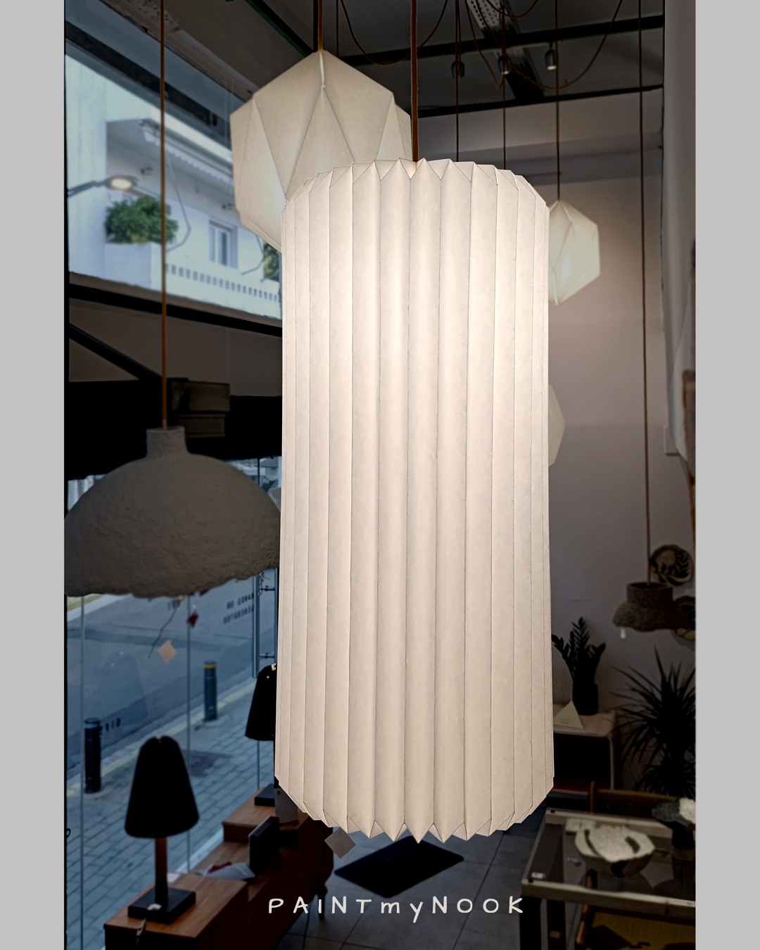 A cylindrical origami lampshade