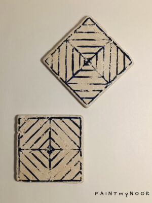 travertune coaster with a linear pattern