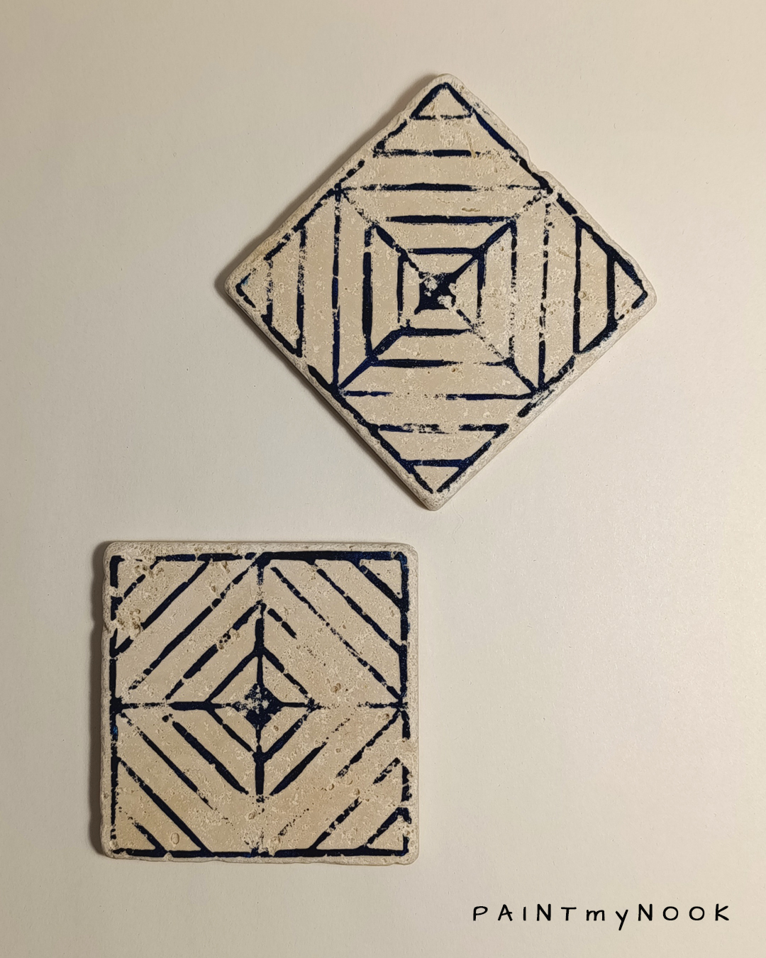 travertune coaster with a linear pattern