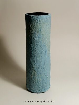 Glacier vase A light blue papier mache cylindrical vase