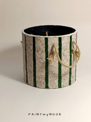 green stripes pot A green striped planter cover