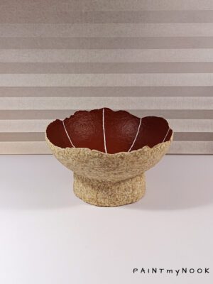 Maroon red papier mache bowl