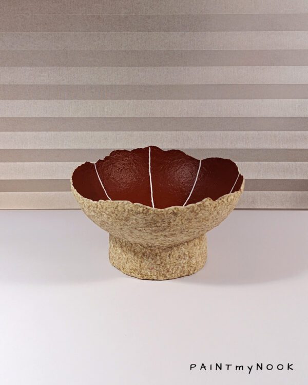 maroon side Maroon red papier mache bowl