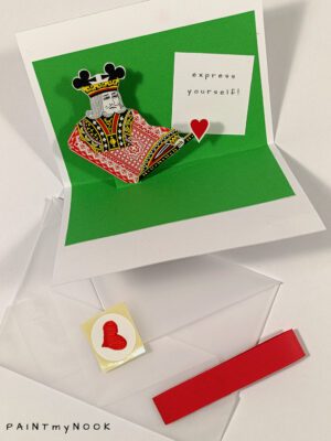 Handmade pop-up card with King collaged figure