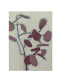 Acrylic painting on canvas with a mauve botanical theme on a light mint background