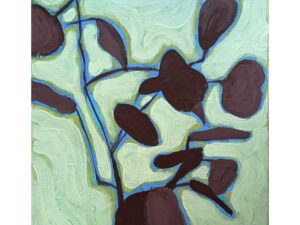 Acrylic painting with mauve petals and a light mint green backround